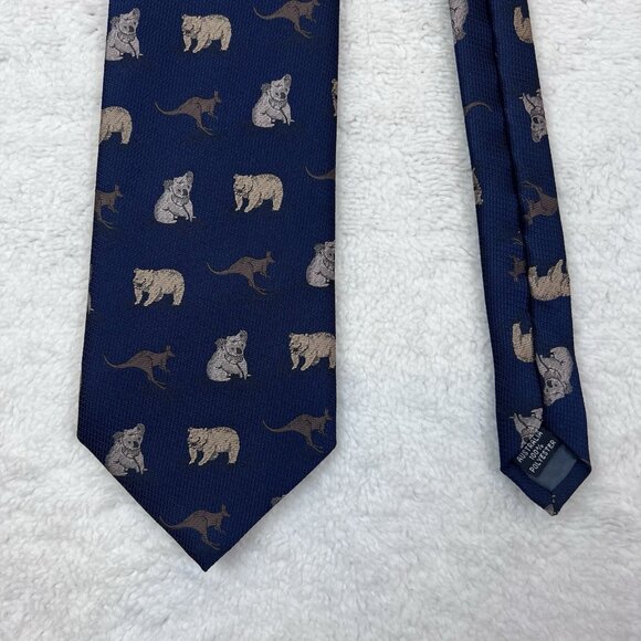 Mens Royal Co Australia Neck Tie Navy Blue Kangaroo Koala Wombat 4” X 60” - Picture 1 of 10